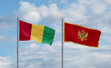Montenegro and Guinea-Conakry, Guinea flags, country relationship concept