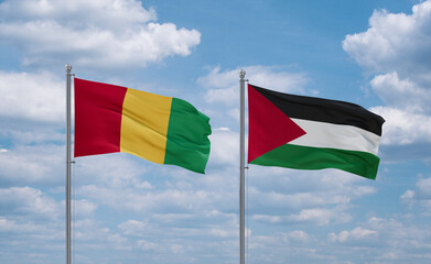 Palestine and Guinea-Conakry, Guinea flags, country relationship concept