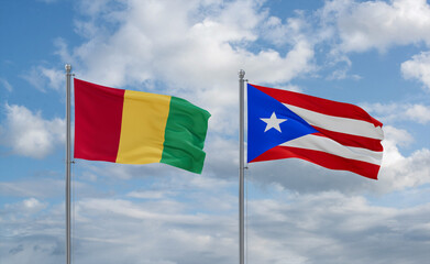 Puerto Rico and Guinea-Conakry, Guinea flags, country relationship concept