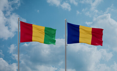 Romania and Guinea-Conakry, Guinea flags, country relationship concept