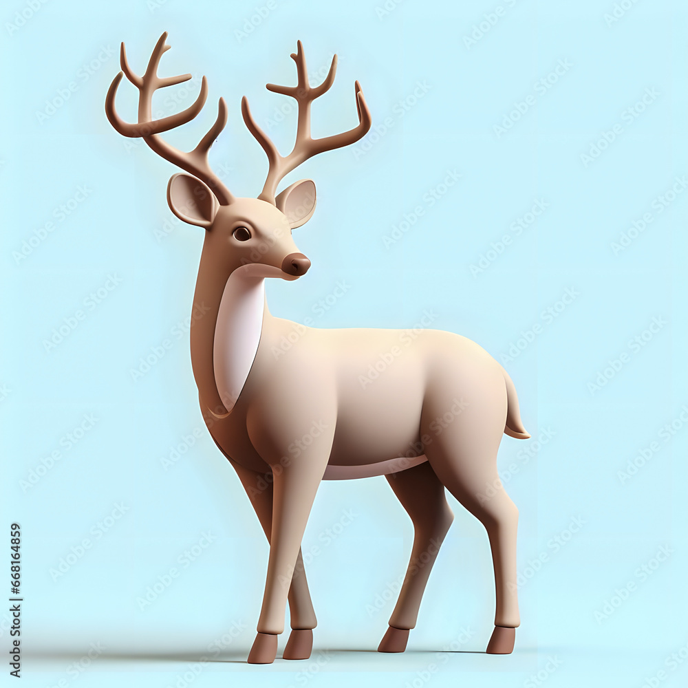 Poster there is a 3d image of a deer with antlers on it generative ai