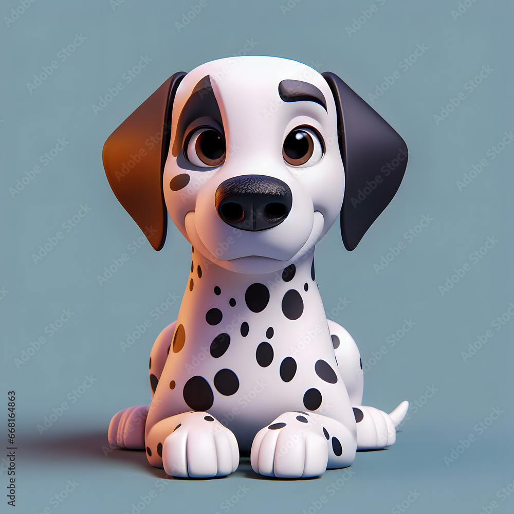 Poster a close up of a dalmatian dog sitting on a gray surface Generative AI