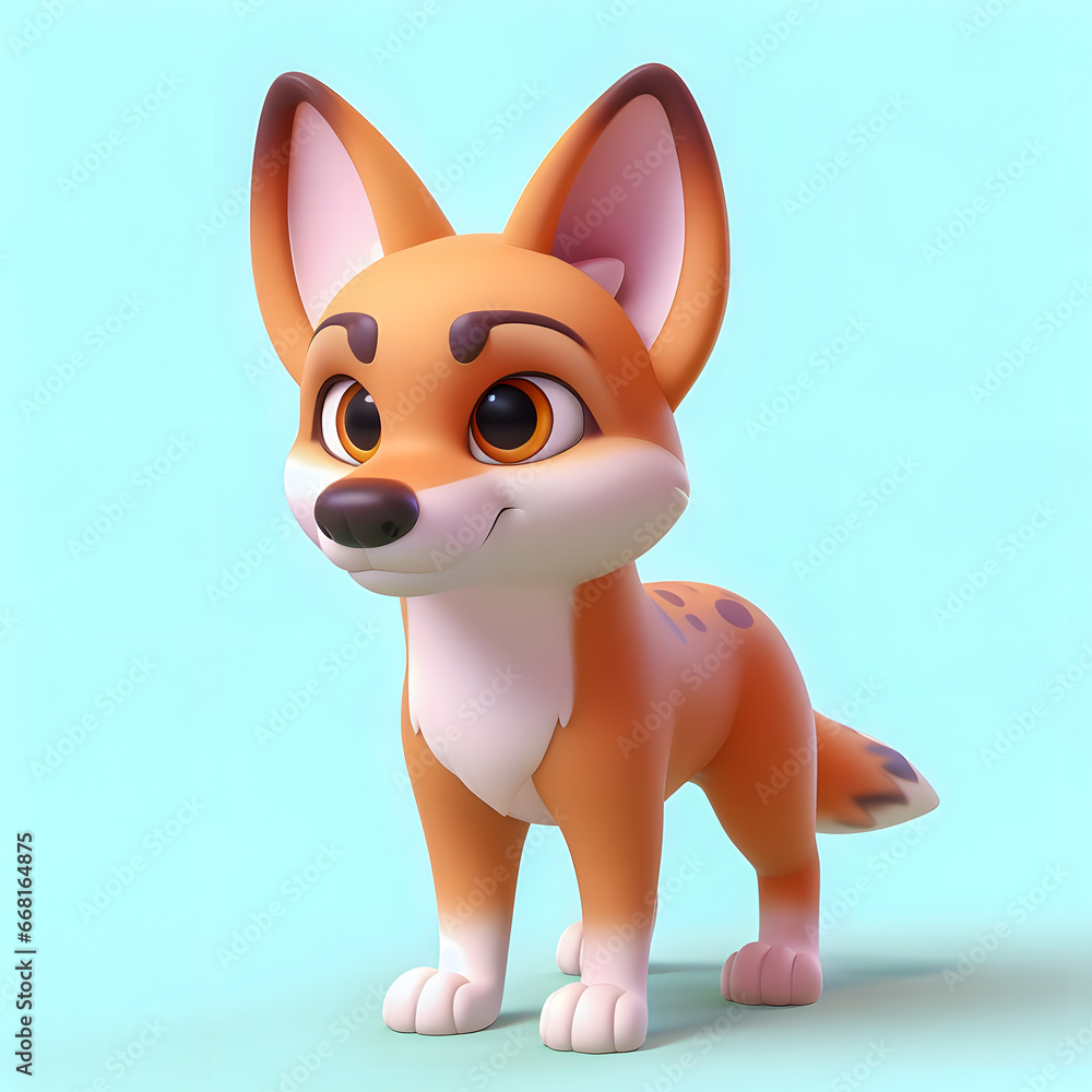 Poster there is a small toy of a fox with a big nose generative ai