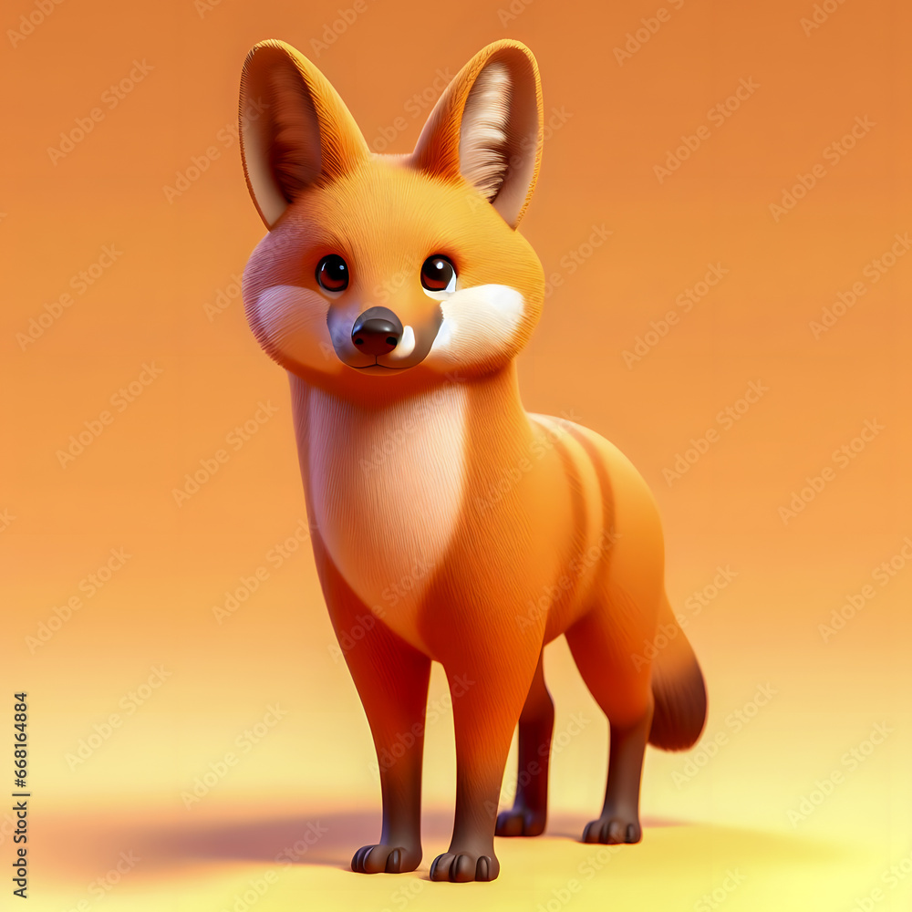 Poster a close up of a small toy fox standing on a plain generative ai