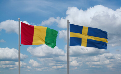 Sweden and Guinea-Conakry, Guinea flags, country relationship concept