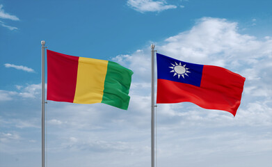Taiwan and Guinea-Conakry, Guinea flags, country relationship concept