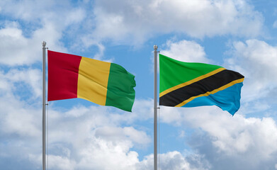 Tanzania and Guinea-Conakry, Guinea flags, country relationship concept