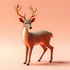 a close up of a deer with antlers on a pink background Generative AI