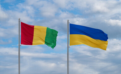 Ukraine and Guinea-Conakry, Guinea flags, country relationship concept