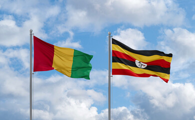 Uganda and Guinea-Conakry, Guinea flags, country relationship concept