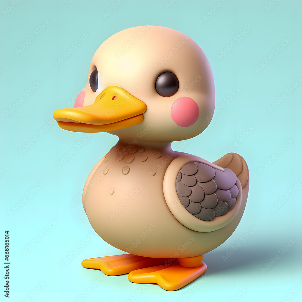 Poster there is a toy duck that is sitting on a blue surface generative ai