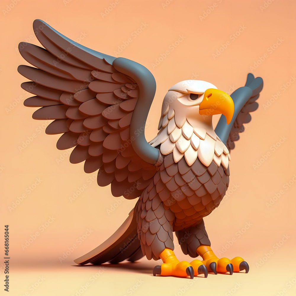 Poster there is a toy bird that is standing on a table generative ai
