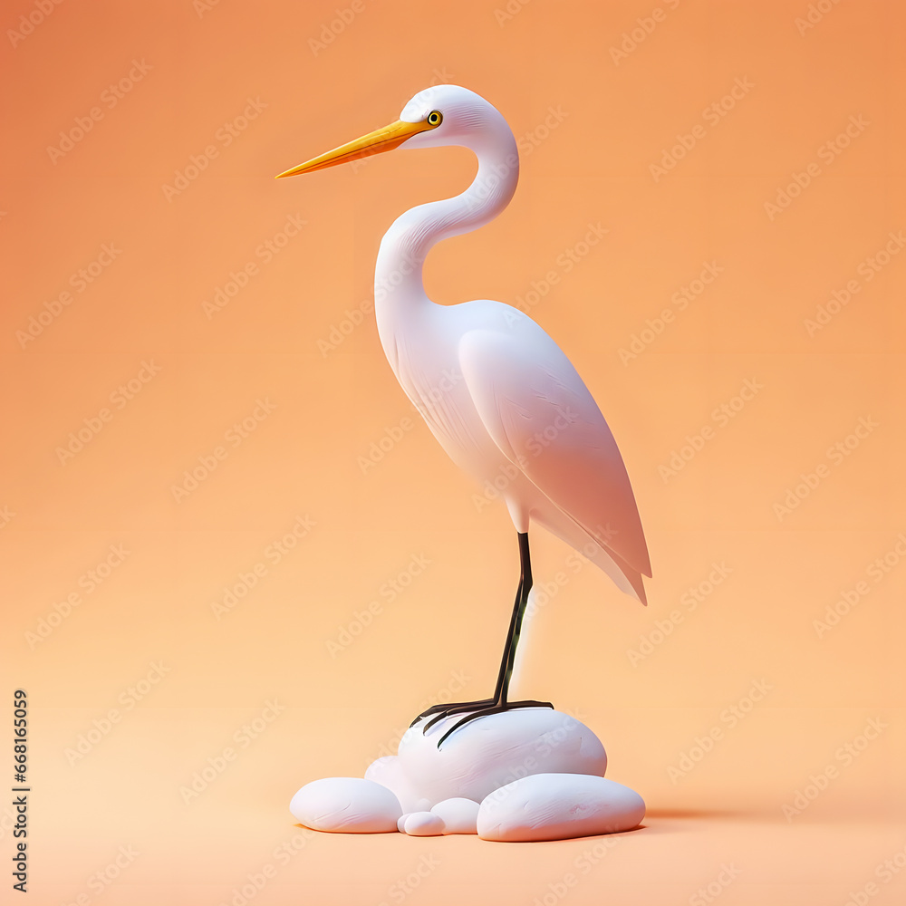 Poster there is a white bird standing on a rock with eggs generative ai