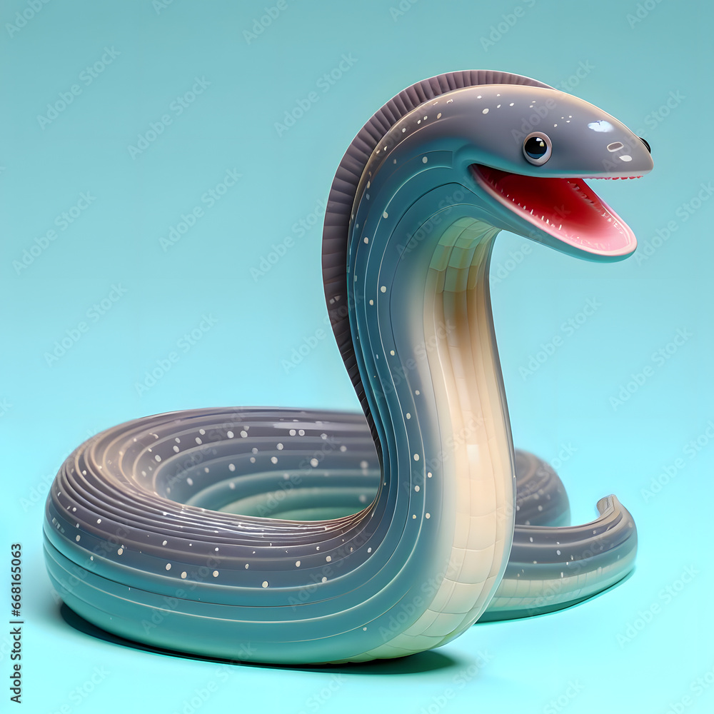 Poster there is a toy snake that is sitting on a table generative ai