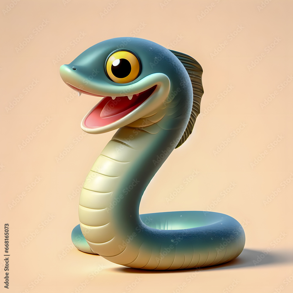 Poster there is a toy snake that is sitting on a table generative ai