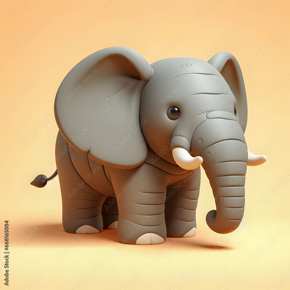 Poster there is a small elephant that is standing on a yellow surface generative ai