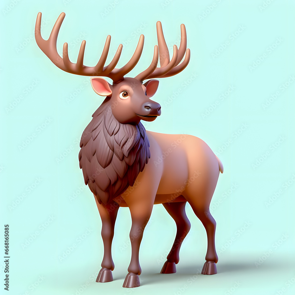 Poster there is a 3d image of a deer with antlers on it generative ai