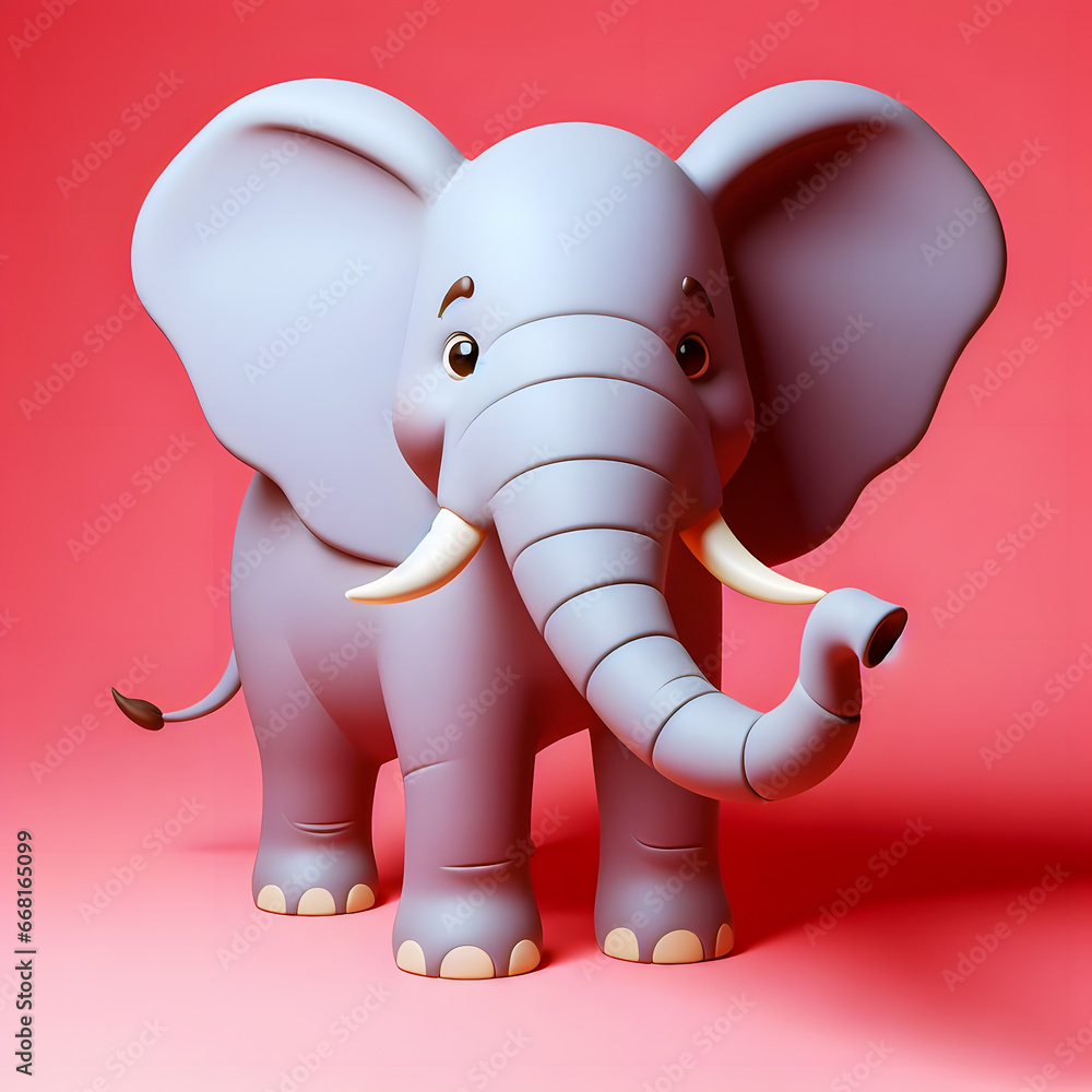 Poster there is a small elephant that is standing on a pink surface generative ai