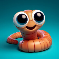 a close up of a toy of a worm with big eyes Generative AI