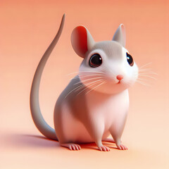 there is a small white mouse sitting on a pink surface Generative AI