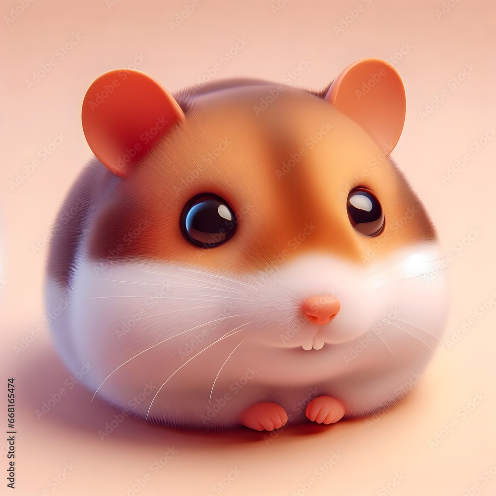 Poster there is a small toy hamster that is sitting on a table generative ai