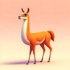 cartoon llama standing in front of a pink background Generative AI