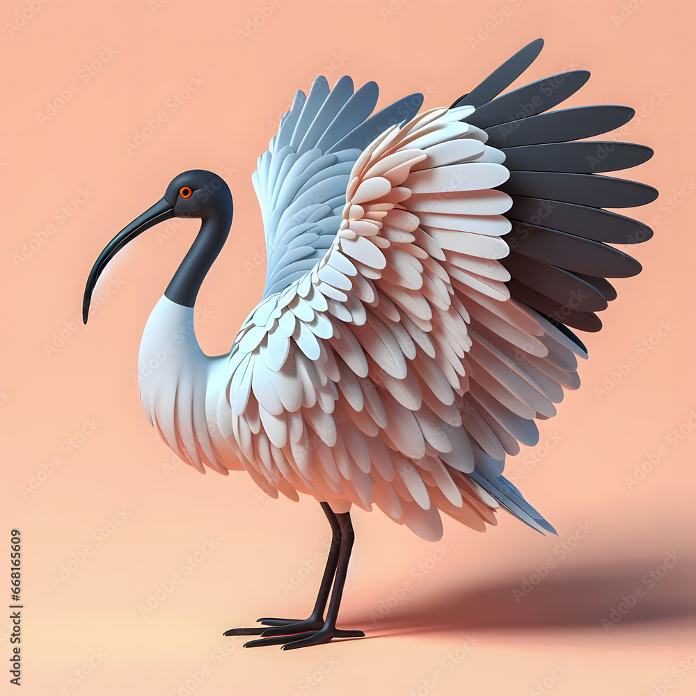 Poster a close up of a bird with a long beak and a long neck generative ai