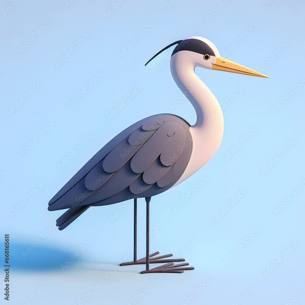 Poster a close up of a bird with a long beak on a blue background generative ai
