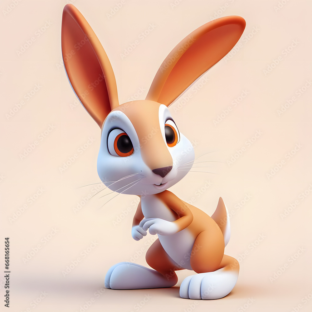 Poster there is a small toy rabbit that is sitting on the ground generative ai