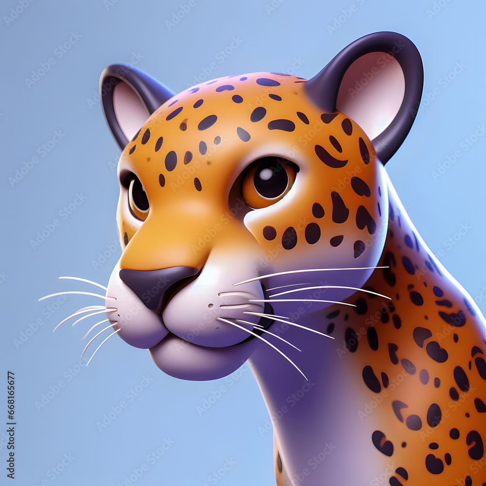Poster there is a cartoon of a leopard with a blue background generative ai