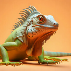 there is a green lizard that is sitting on a table Generative AI