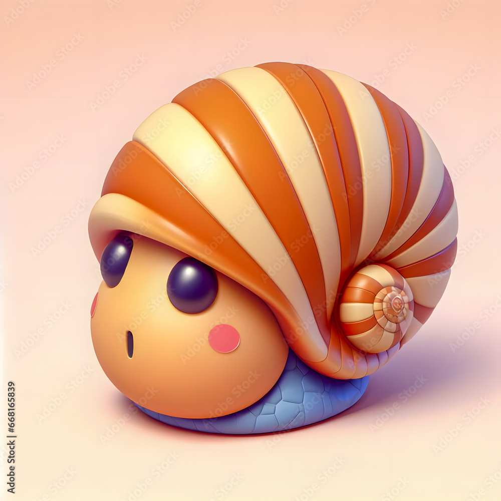 Poster there is a snail with a shell on its head generative ai