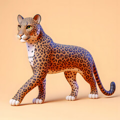 there is a large leopard statue standing on a plain surface Generative AI