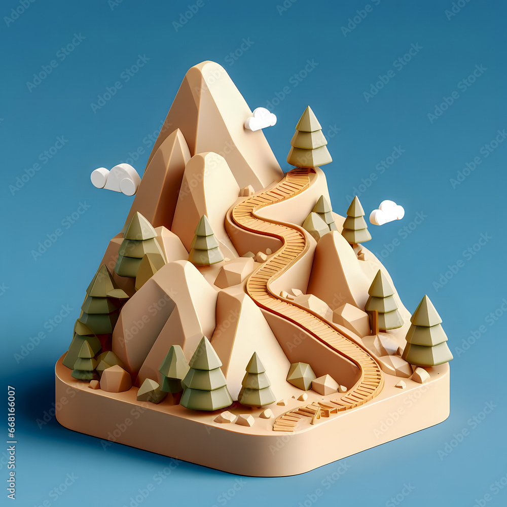 Aufkleber a close up of a mountain with a train on it generative ai