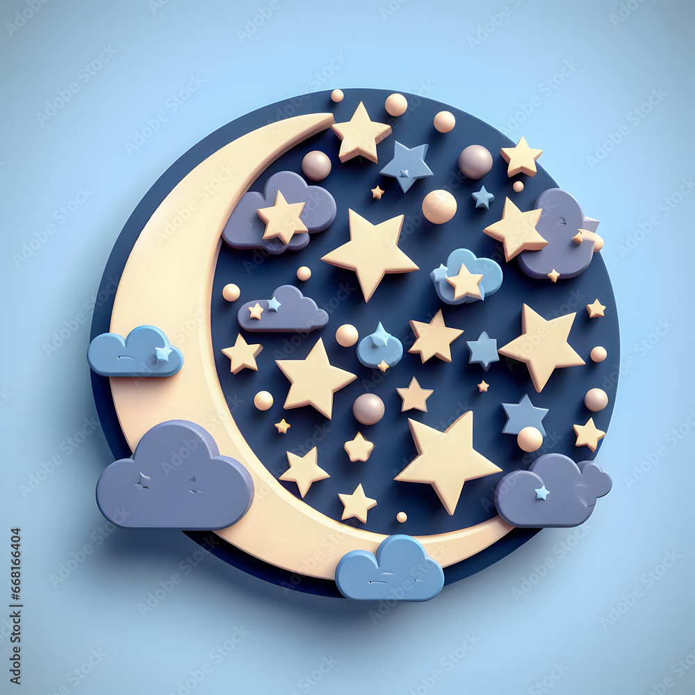 Aufkleber there is a clock with a moon and stars on it generative ai