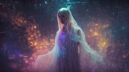 digital ghost girl in the form of a humanoid figure