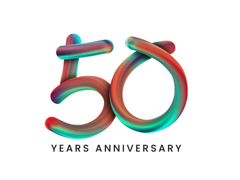 50 Years Anniversary 3D Colorful Png