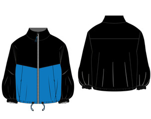 two color sweatshirt, full zipper jacket