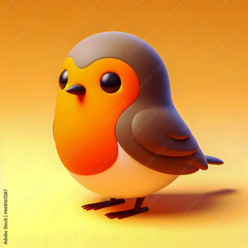 Poster there is a small bird that is standing on a yellow surface Generative AI