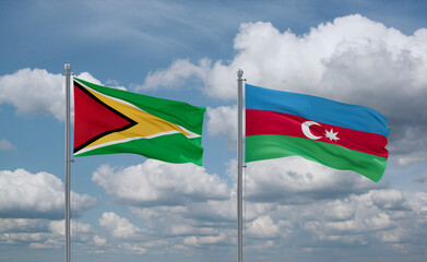Azerbaijan and Guyana flags, country relationship concept