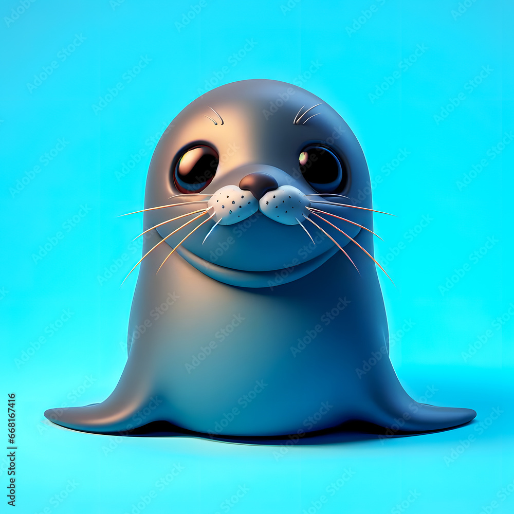 Poster a close up of a seal with a big smile on its face generative ai