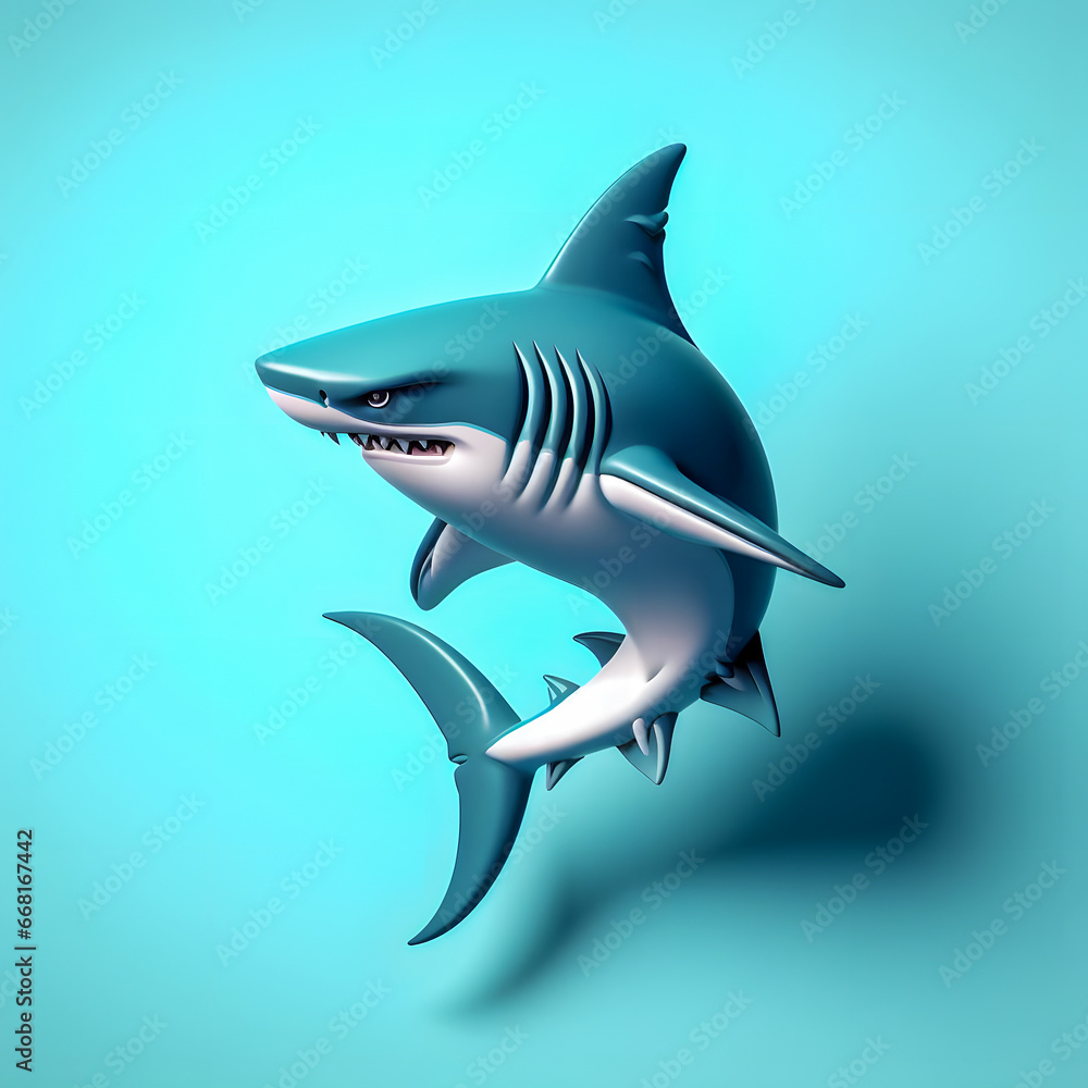 Poster a close up of a shark with a very sharp tooth generative ai
