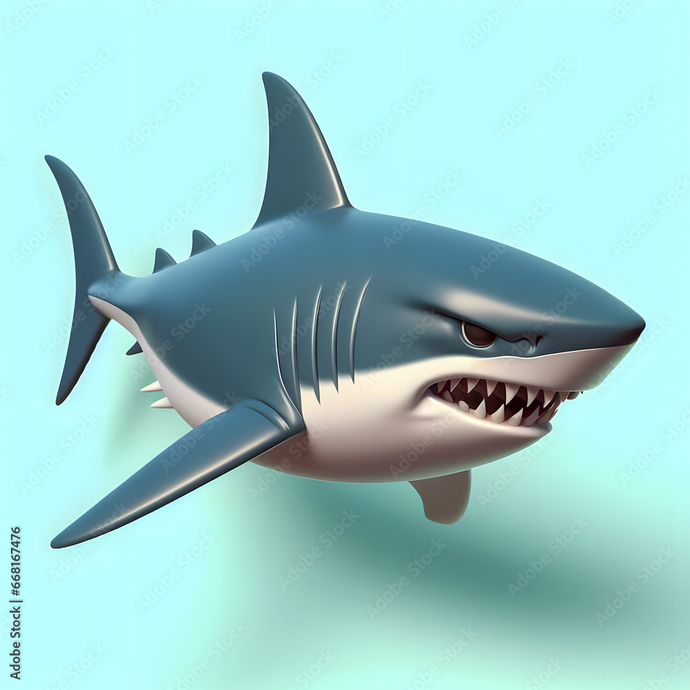 Poster a close up of a shark with a very sharp teeth generative ai