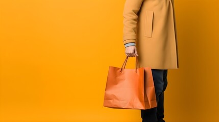 Man holding with a blank shopping bag, Mockup