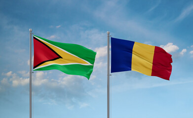 Chad and Guyana flags, country relationship concept