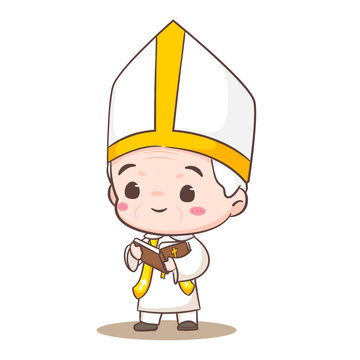 recommend clip art: Cute Pope cartoon character. Happy smiling catholic priest mascot character. Christian religion concept design. Isolated white background. vector art illustration.	