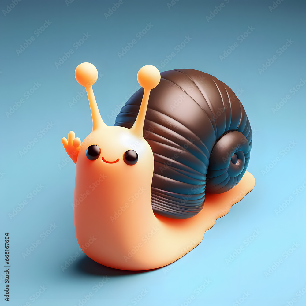 Poster there is a snail that is sitting on a blue surface generative ai