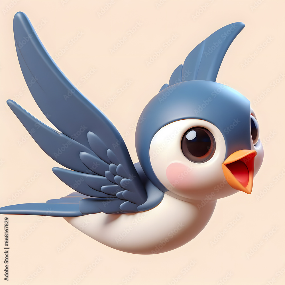 Poster there is a blue bird with a white beak and a red beak generative ai