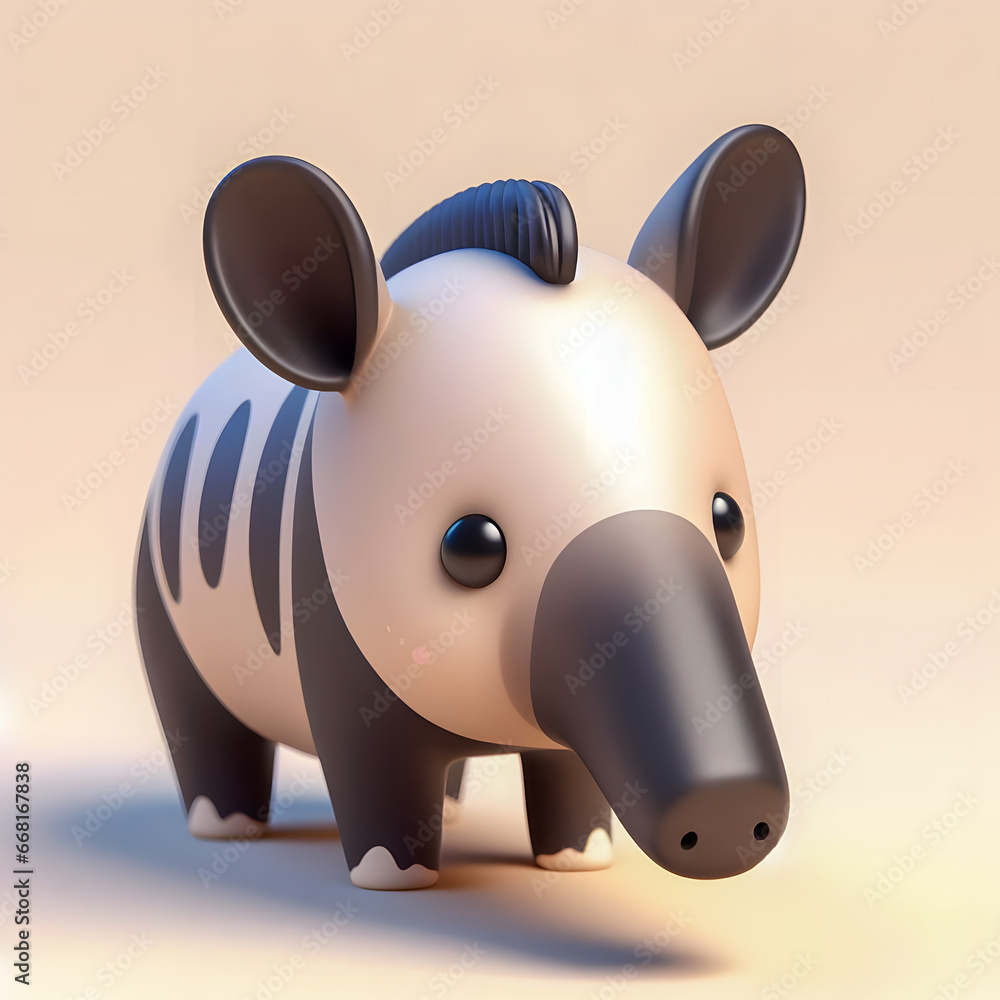 Poster there is a small toy animal that is standing on a table generative ai