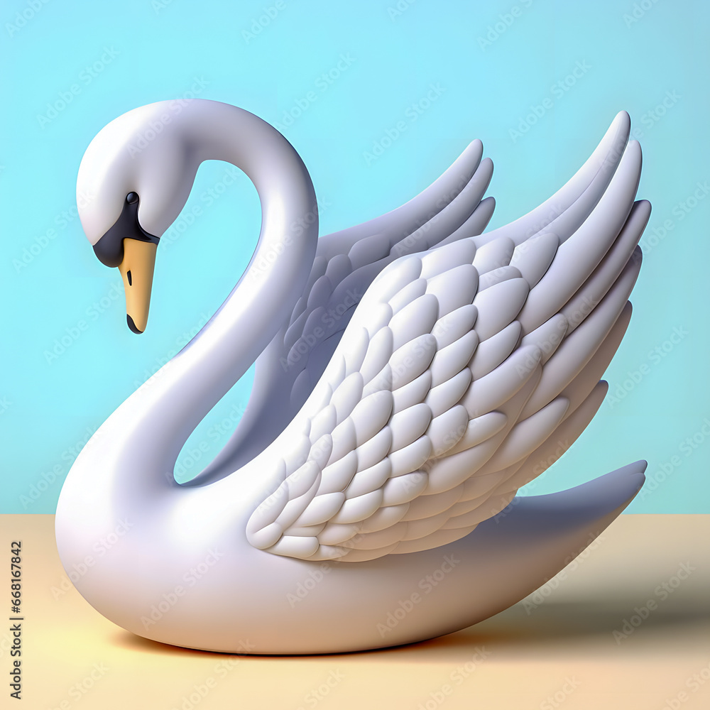 Aufkleber there is a white swan that is sitting on a table generative ai